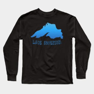 Great Lakes Lake Superior Outline Long Sleeve T-Shirt